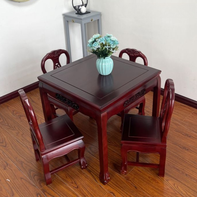 All-solid-wood redwood home small table and chair set coffee table desk leisure chess and card chairs living room balcony small square dining table