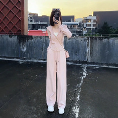运动休闲套装女秋季2025新款大码微胖mm显瘦连帽卫衣阔腿裤两件套