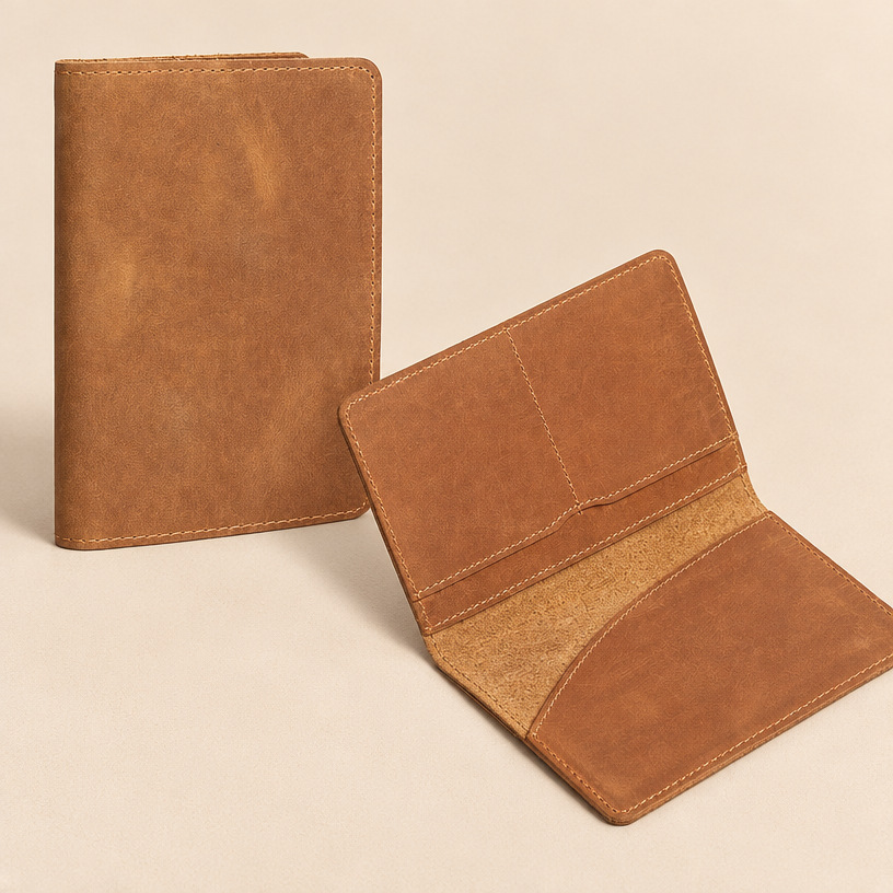 Crazy Horse Leder Reisepass-Etui, Vintage-Stil, Unisex