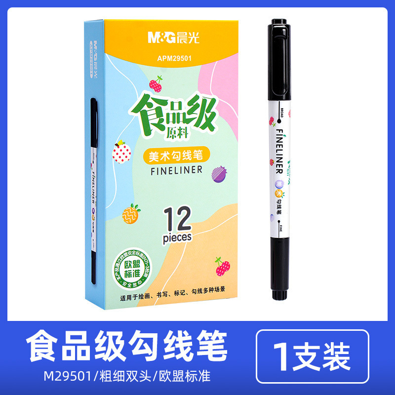 心を一つにして番号をつけるペンの卸売りの小さい双頭の0.5速乾の線の筆の朝の光の記号の筆の黒色の赤い標識のペンをつけます。|undefined