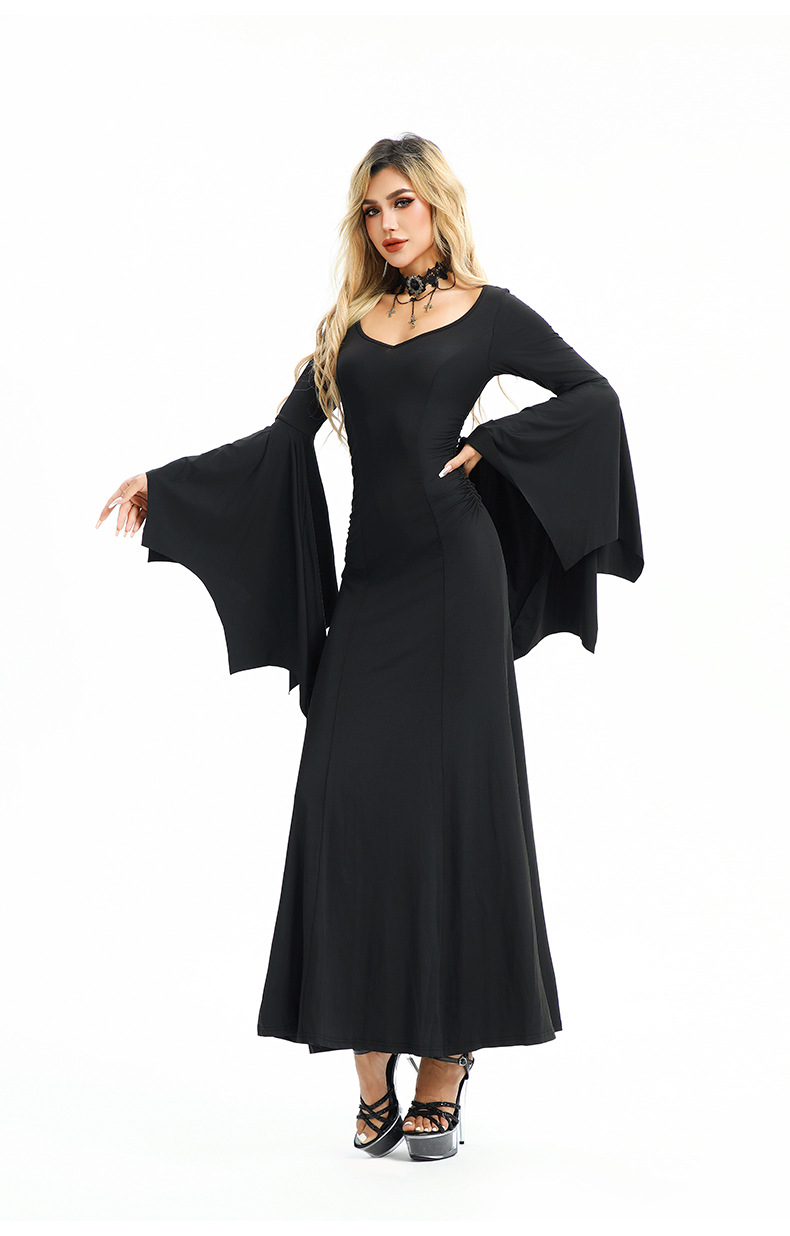 Halloween Costume In European And Style, American Hot Girl Nightclub Queen Bat Sleeve Slim Dress, Dark Gothic Women's_ecoleips.com
