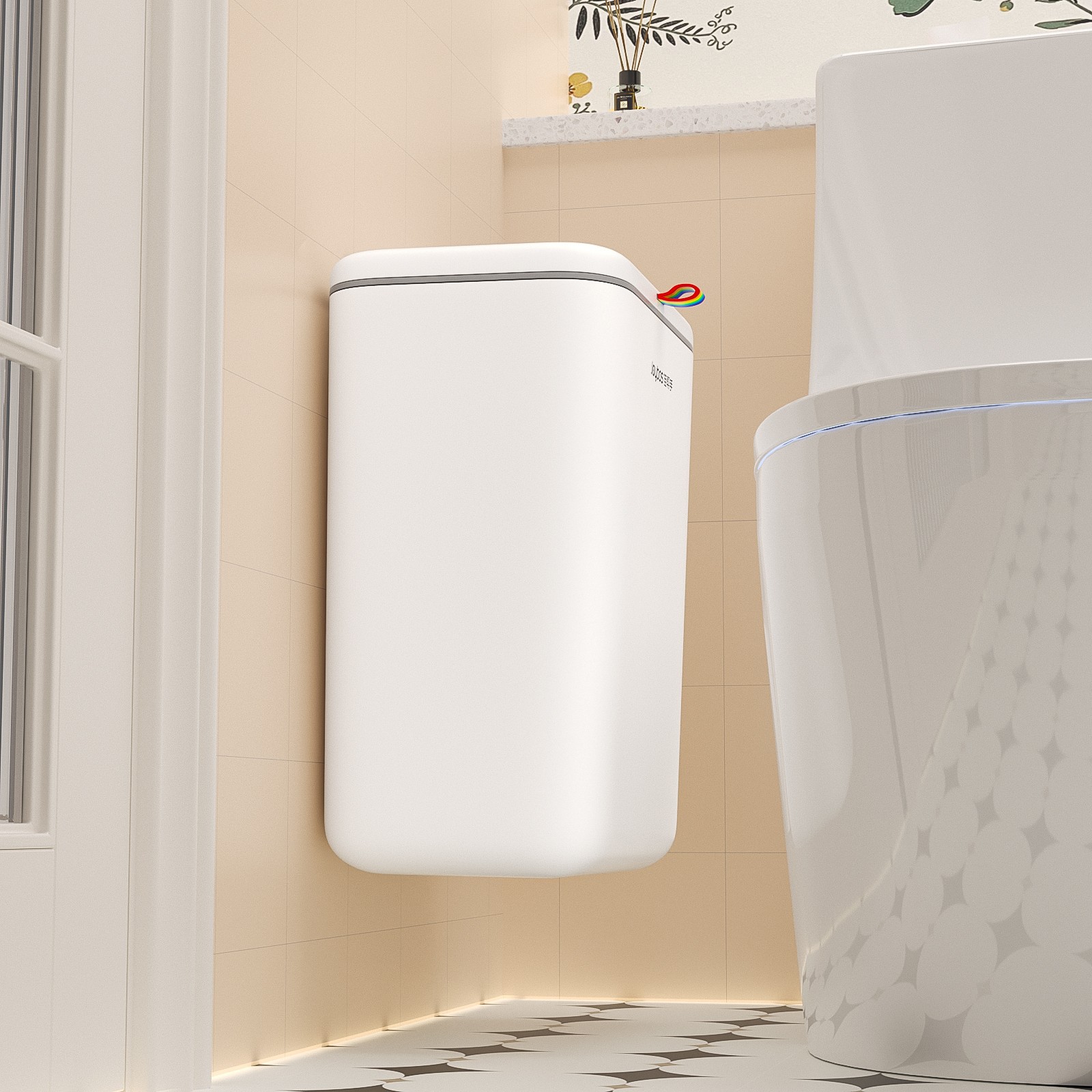 Wall-Mounted Kitchen Trash Can with Lid for Home Use, Suitable for Bathroom, Living Room, Small Hanging Storage Bin