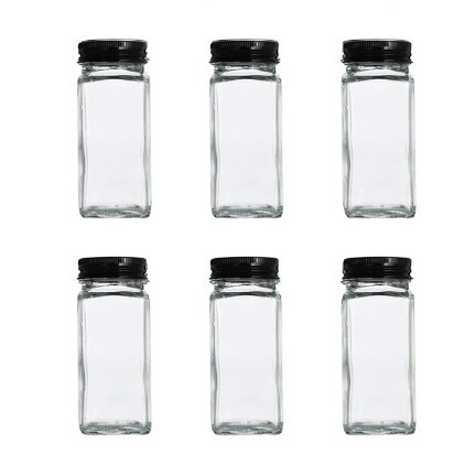 Botella de condimento de cocina cuadrada, frasco de vidrio transparente sellado, botella de condimento, botella de embalaje, botella conveniente de almacenamiento de pimienta