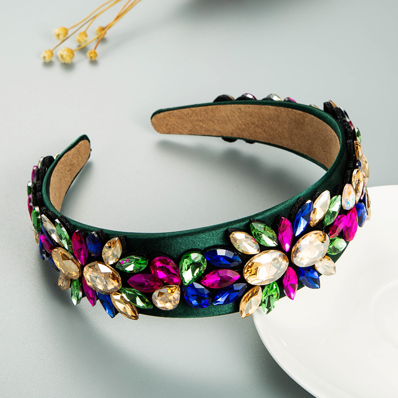 Fashion Inlaid Color Rhinestone Baroque Wide-brimmed Headband display picture 3