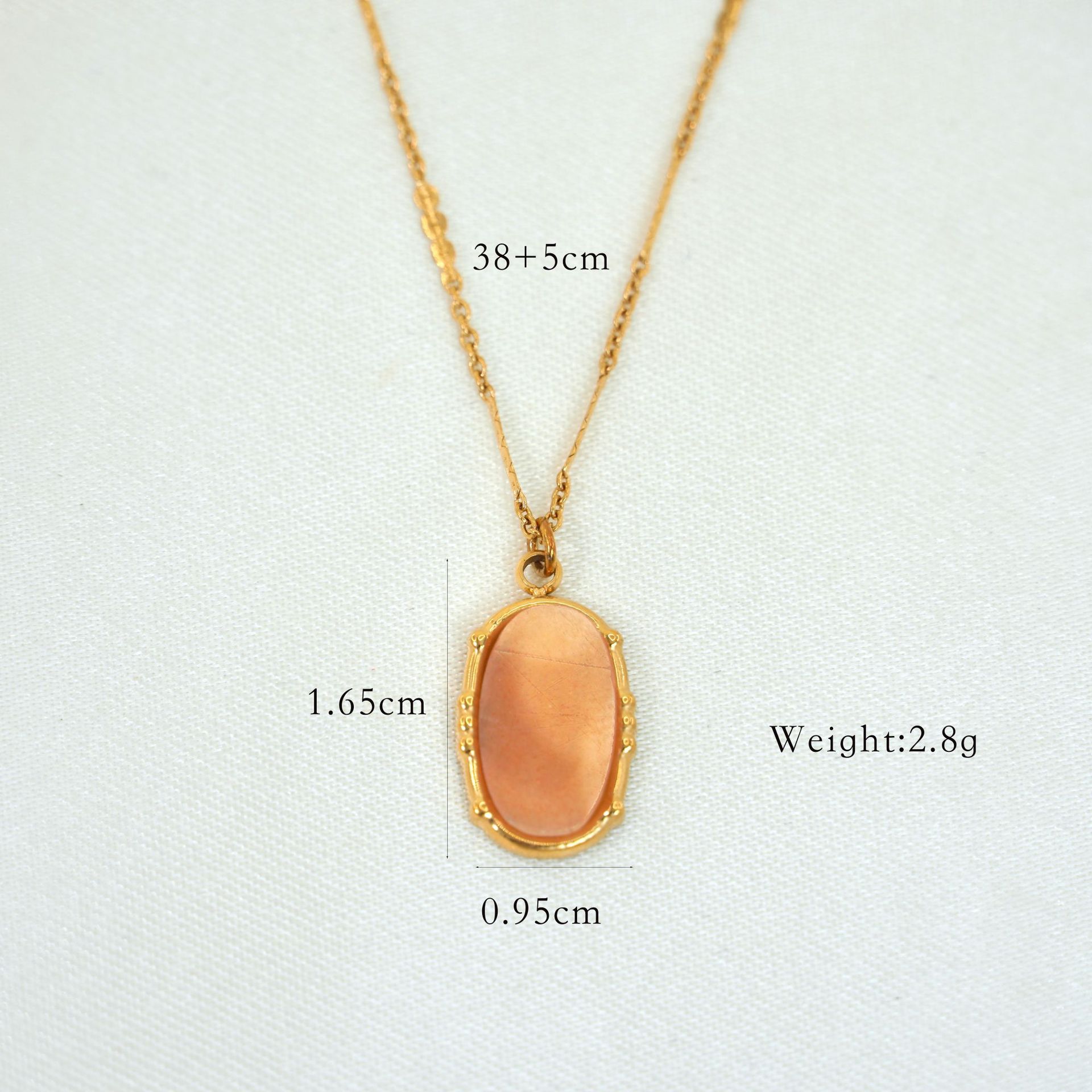 Européenne Et Américaine Ins Abordable De Luxe Mode Femmes De Coupe Pierre Naturelle Pendentif Bijoux En Acier Inoxydable 316l Plaqué 14k Or Collier display picture 3