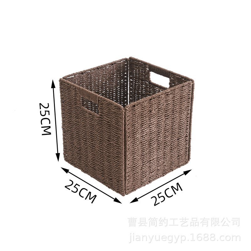 可折叠仿藤收纳筐折叠简约脏衣内衣物收纳篮正方形玩具零食储物篮|undefined