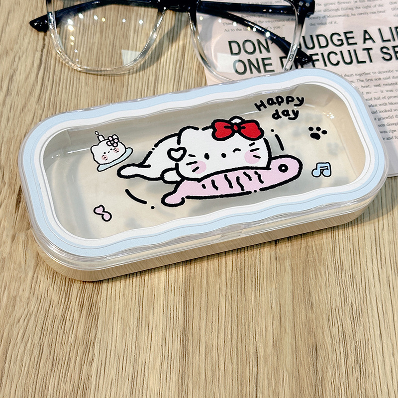 Estuche para gafas moderno con un toque de alta gama, diseño ondulado y bonito, estuche transparente portátil para gafas, estuche para gafas de miopía, estuche para gafas infantiles.