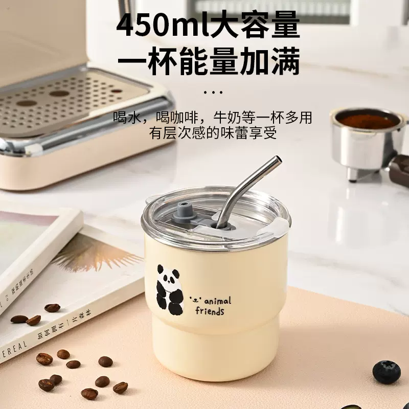 304不锈钢咖啡杯便携高颜值外带防烫手提随手杯子家用带盖马克杯