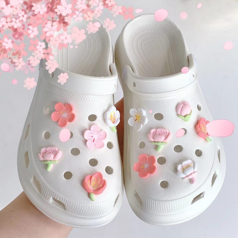 11 Cherry Blossom jibbitz Hole Garden Shoes Accessories Zhibixing DIY Pink Five-petal Peach Blossom Shoes Flower Buckle