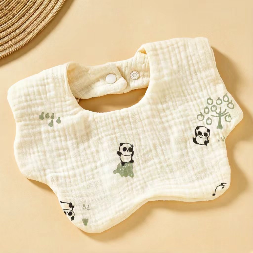 Babero para bebé tipo a babero redondo de seis capas para niños dibujos animados recién nacido algodón puro primavera y verano