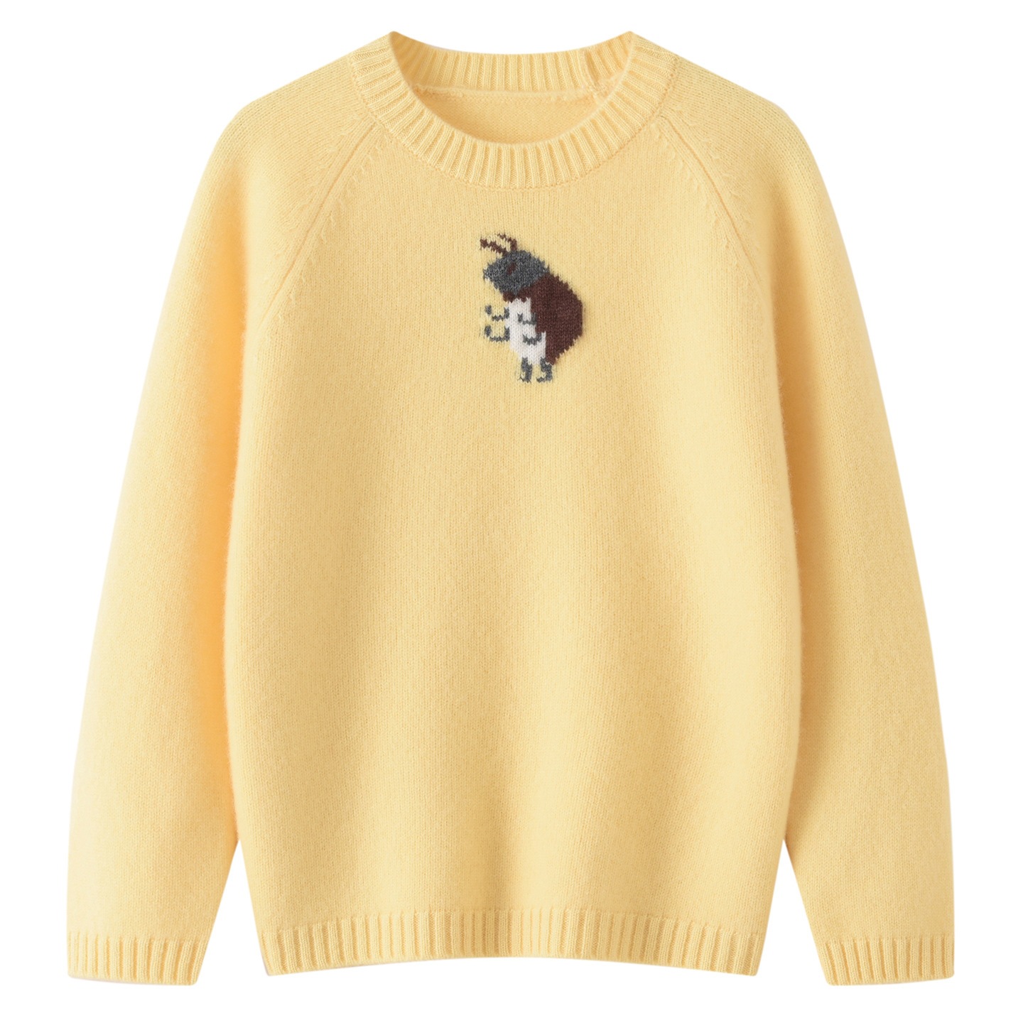 Autumn/Winter Children's Raglan Sleeve Button-Up Cartoon Jacquard Wool Sweater Thickened Pullover Knitted Sweater Base Layer