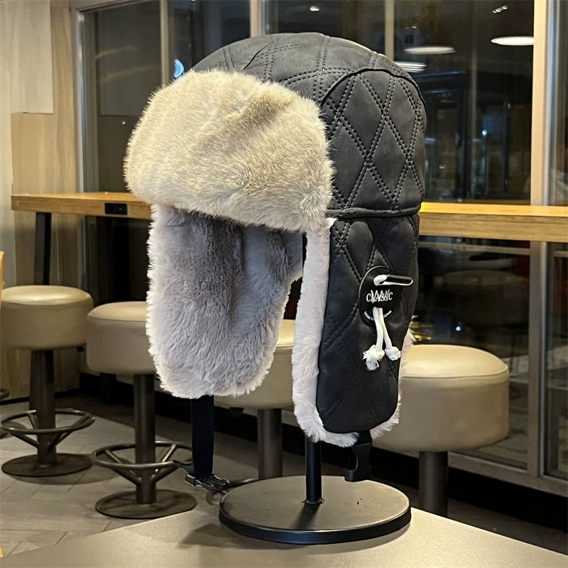 Кожаная шапка Lei Feng, мужская и женская зимняя плюшевая утолщенная теплая шапка для защиты ушей, уличная альпинистская Лыжная шапка, холодостойкая шапка