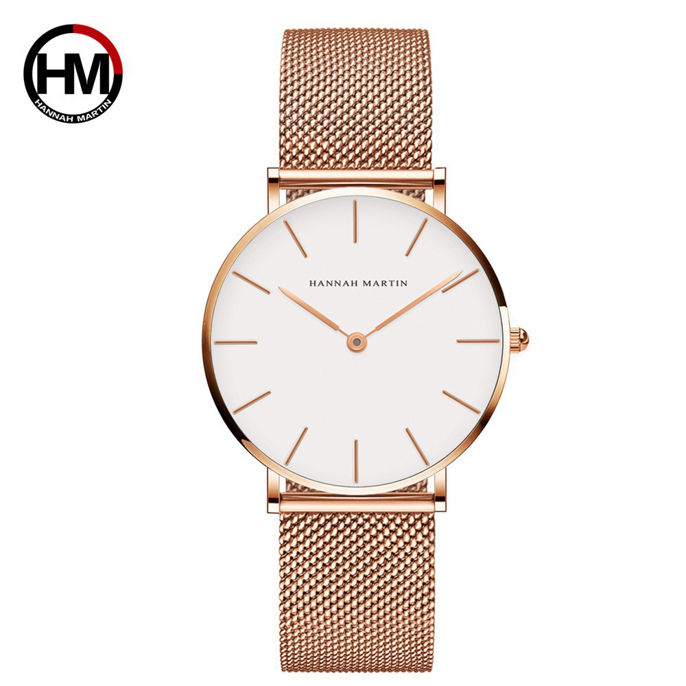 Nuevo Reloj de Mujer con Movimiento Japonés, Resistente al Agua, Estilo Nórdico, Minimalista y de Lujo, Correa de Malla de Acero Inoxidable, Delgado, Transfronterizo