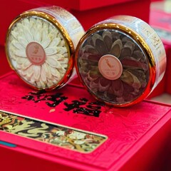 メーカー供給の金縁西洋参50gと紅参50gのギフトボックス、大量在庫あり、価格はお問い合わせください。