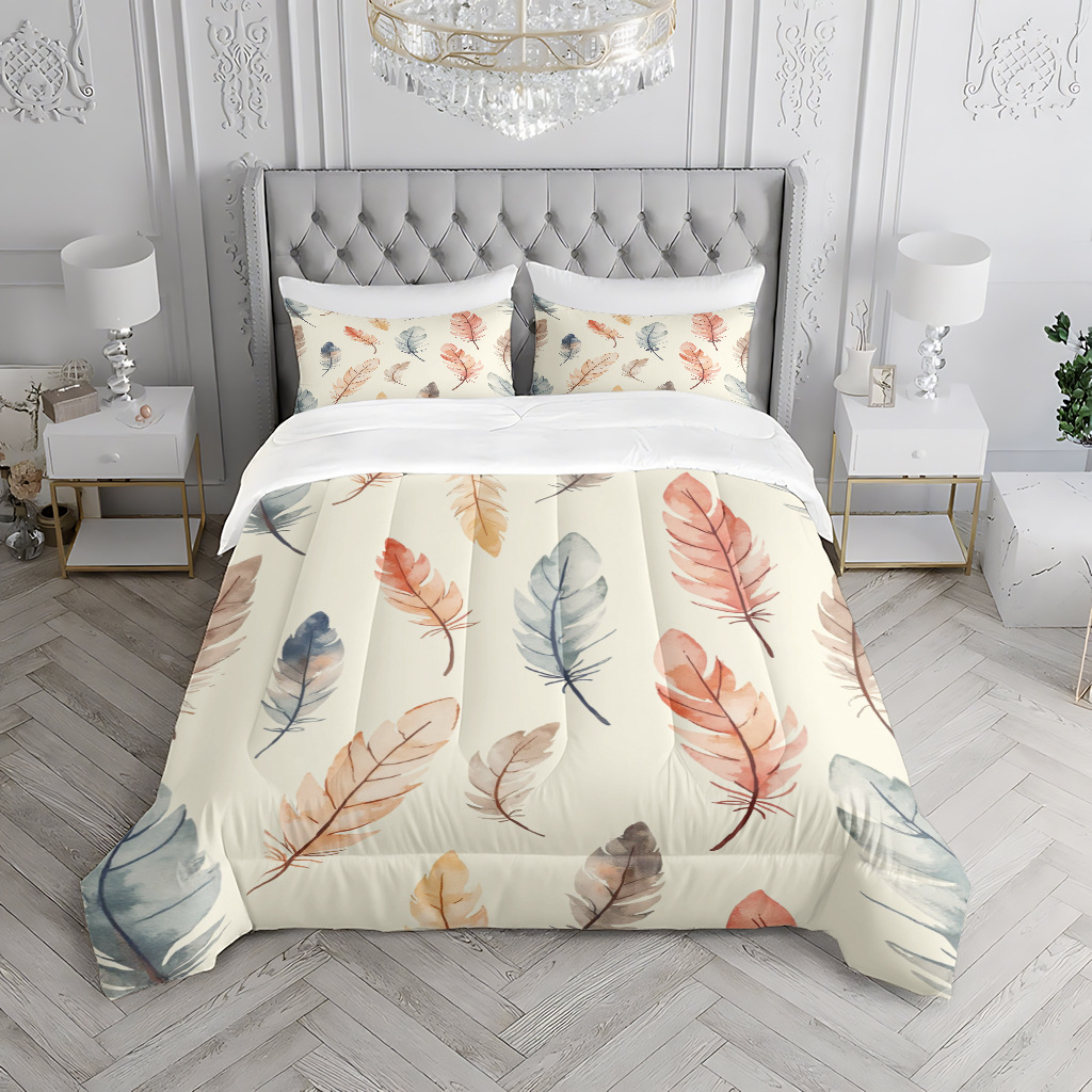 Fabricantes de fuentes textiles domésticas producen impresión digital 3D transfronteriza 180gms kit de edredón puede conectarse a TEMU / JIT