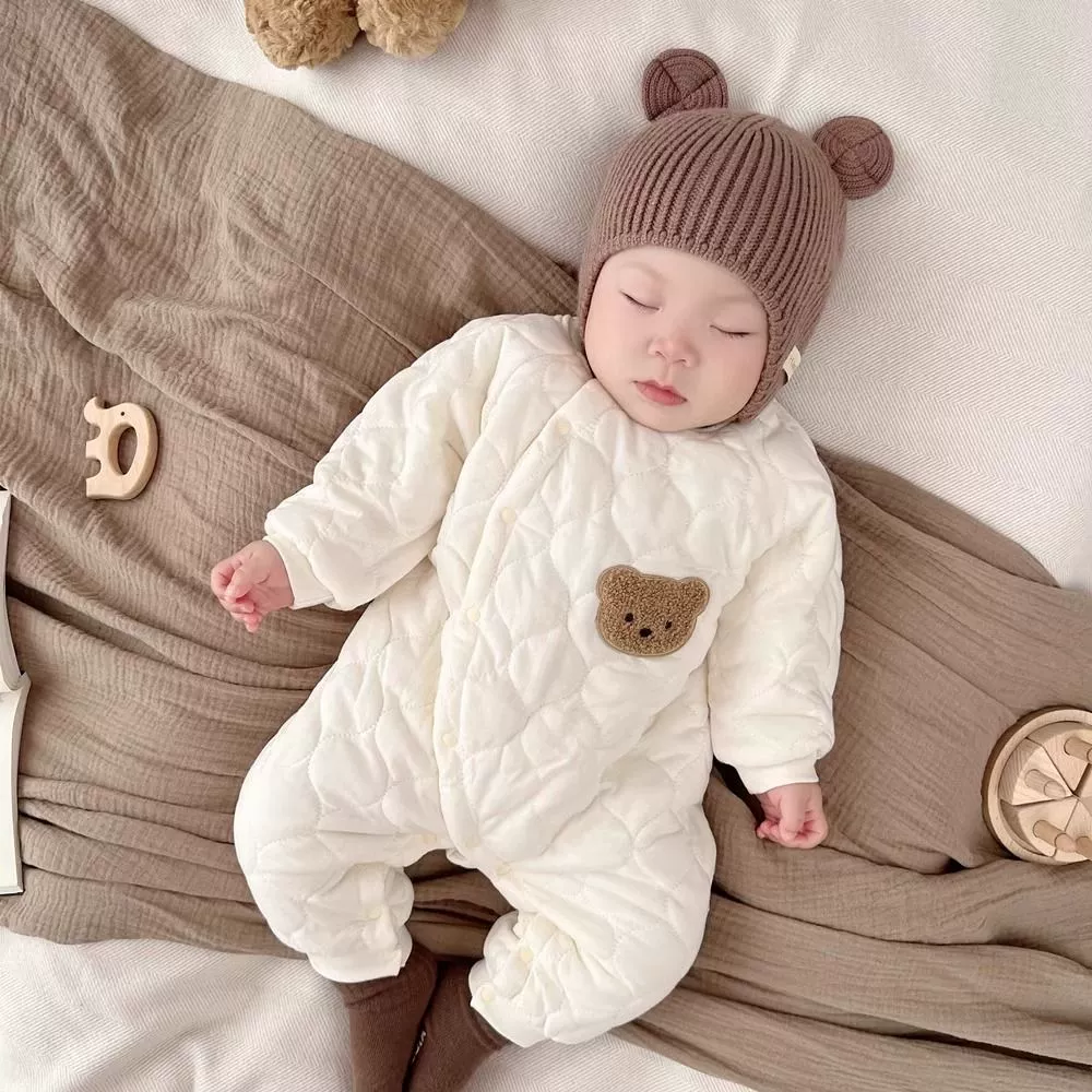 Children's overall, quilted down jacket for new born, winter bodysuit, set