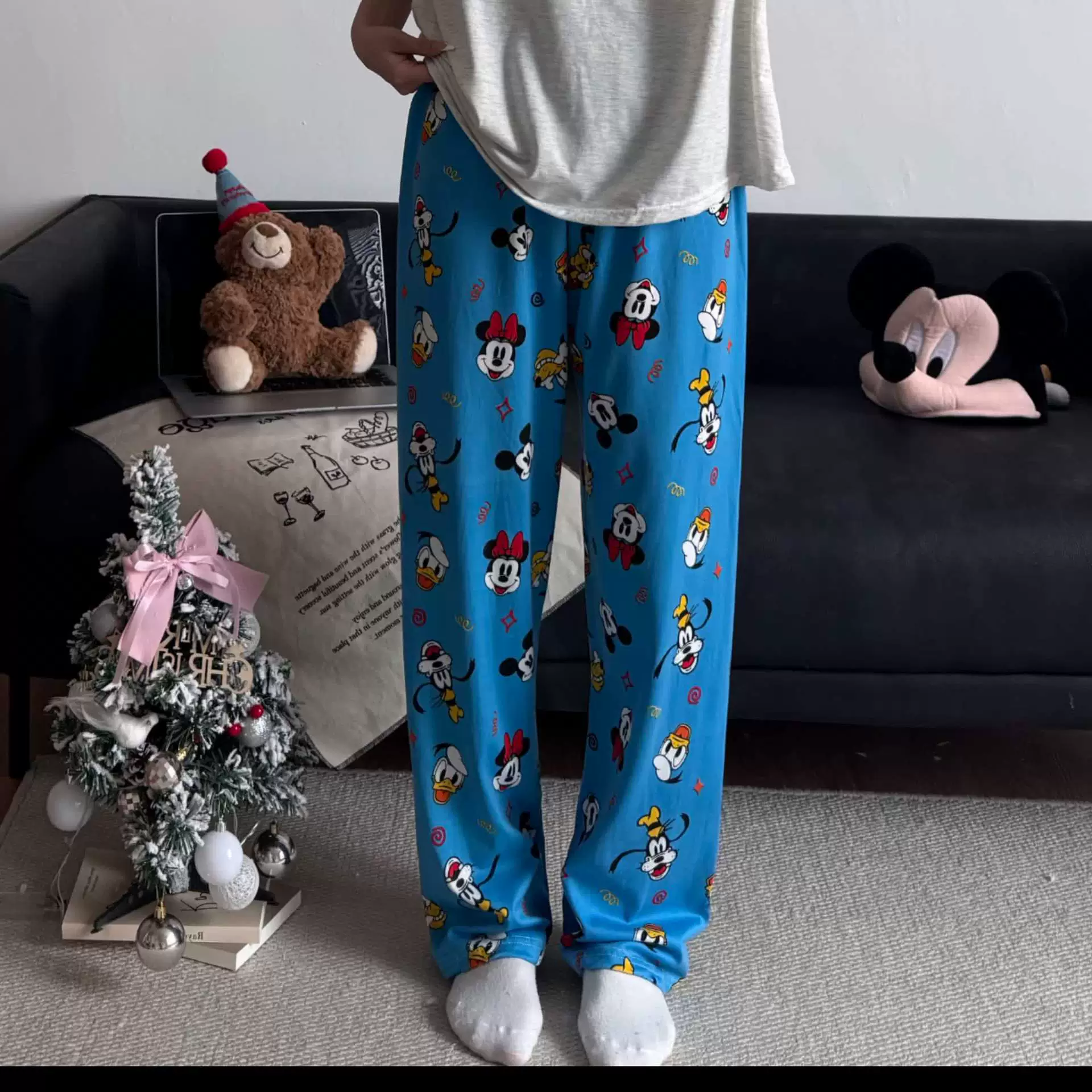 Hello Kitty, мультяшные осенние штаны, оверсайз, высокая талия, свободный прямой крой