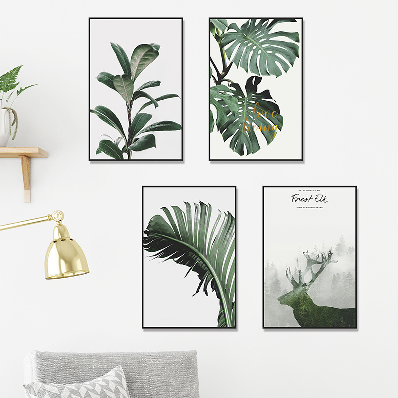 Simple Tropical Green Plant Leaf Flat Rectangular Photo Frame Wall Sticker display picture 2