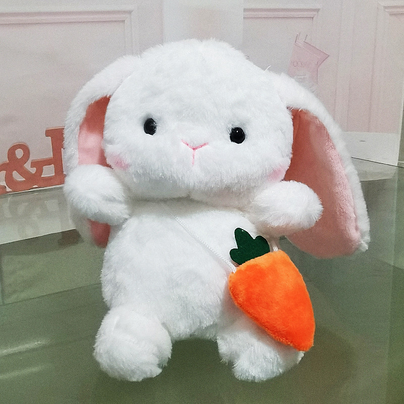 Lindo animal pequeño conejo blanco muñeca conejo de orejas largas rábano conejo de peluche muñeca muñeca niña regalo de cumpleaños al por mayor