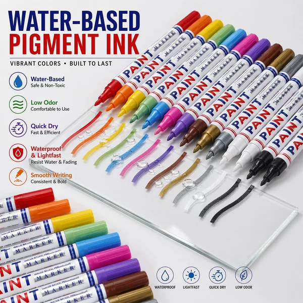 Cross-Border Colored Paint Pen Pvc Set, Non-Fading Oil-Based 0.7mm Marker Pen for Touch-Up, Wholesale