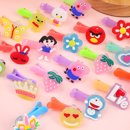 Soft plastic luminous hairpin, glitter hairpin cartoon, hairpin headgear, children's luminous toy, street stall supply wholesale