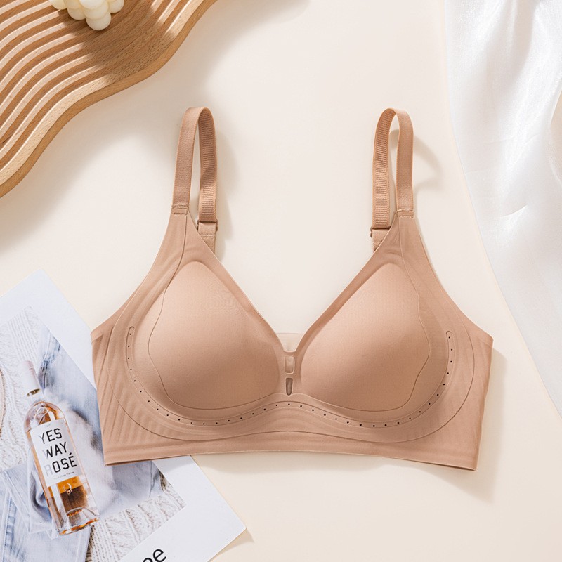 Levante ropa interior de jalea de soporte suave para damas Pequeño pecho cerrado sin marcas sin anillo de acero sujetador anti-caída ropa interior de copa fija