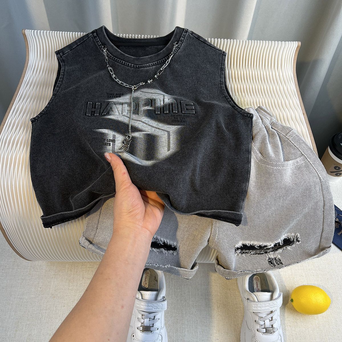 Children's Vest Suit Boys Summer 2025 New Handsome Baby Summer T-Shirt Boys Refreshing Thin Sleeveless