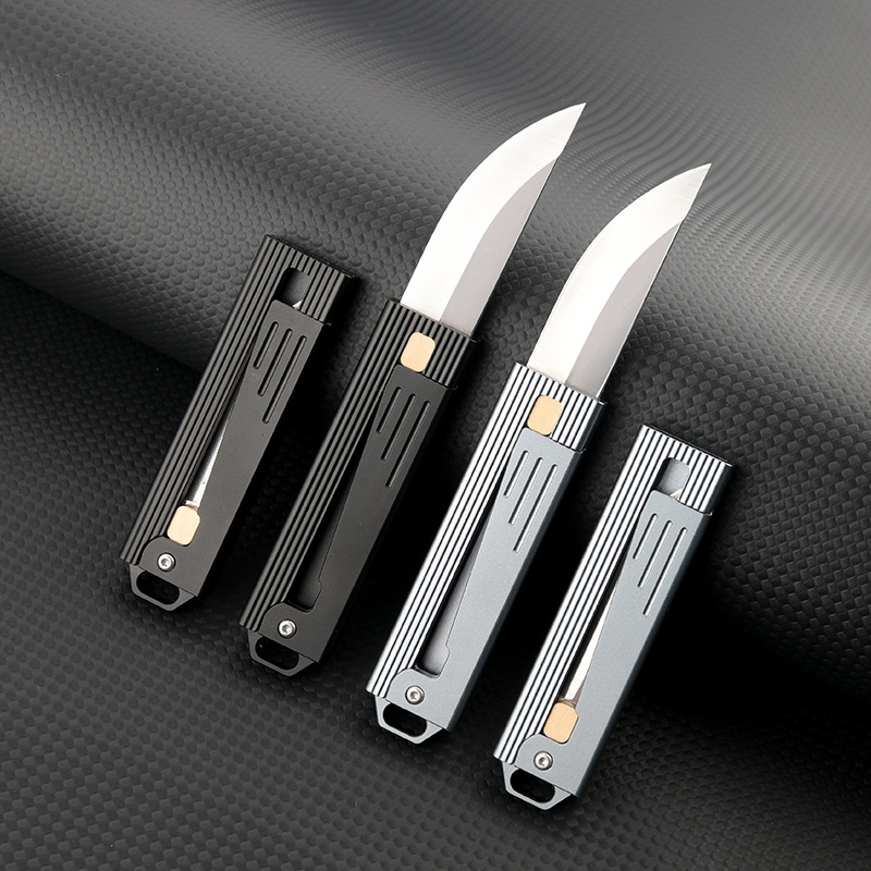 D2 Steel Gravity Knife Sharp Mechanical Knife Decompression Toy Adult Carrot Knife Portable Keychain Box Opener Self-Defense
