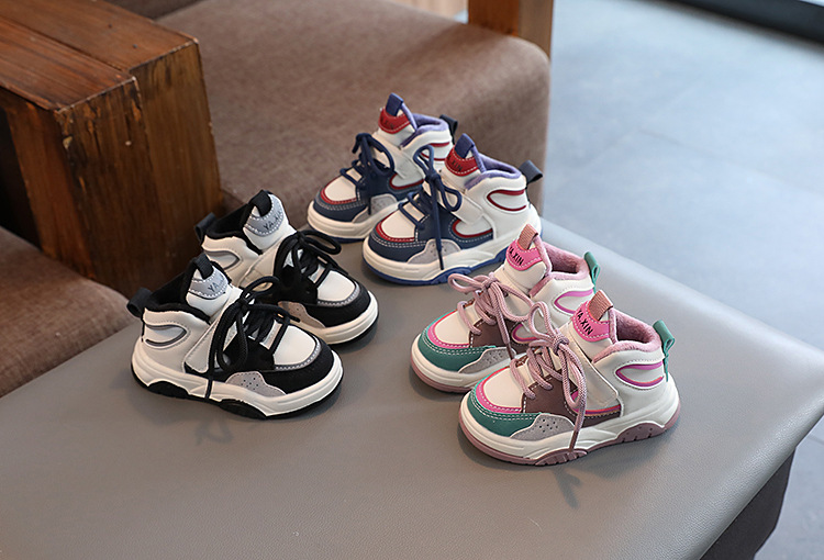 Girls' Sports Shoes 2024 Autumn and Winter New Trendy Brand High-Top Sneakers Cute Cartoon Decoration Boys' Second Cotton Casual Shoes_voghion.com