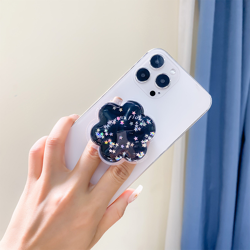 Handy-Airbag-Halterung, japanischer und koreanischer Instagram-Stil, selbstklebende Blume, erweiterbarer Treibsand, einfarbige Nische_voghion.com