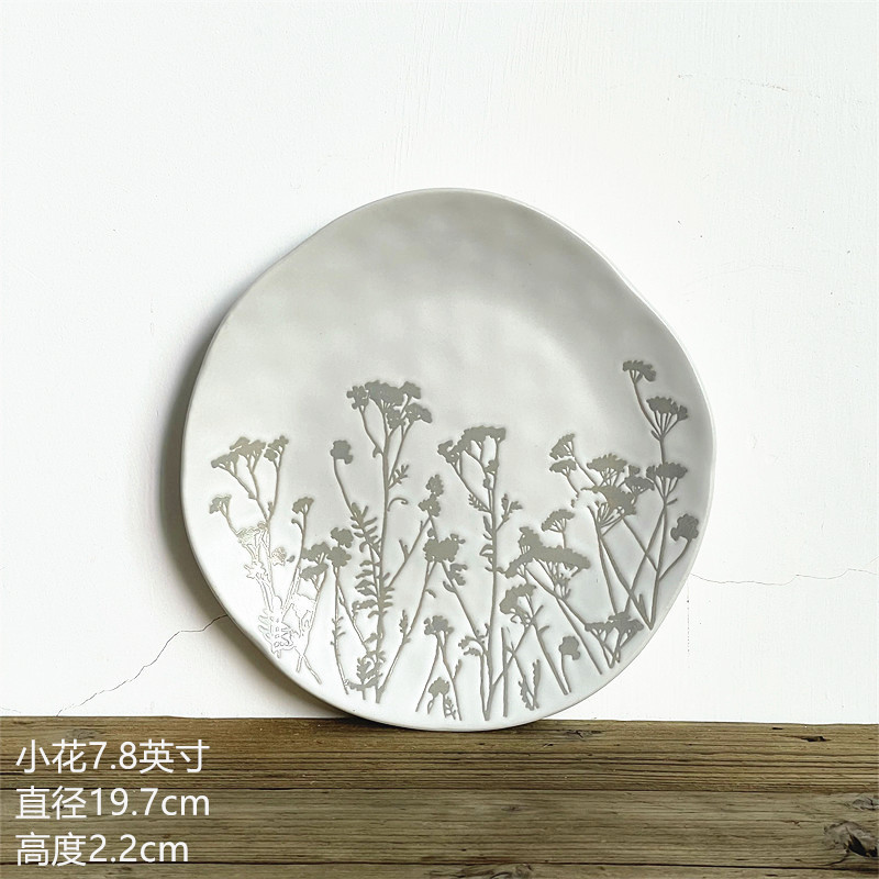 ヨーロッパ式円形大皿陶磁器手描き釉薬下果物クリエイティブケーキ皿家庭用料理皿円形ステーキ皿皿皿|undefined