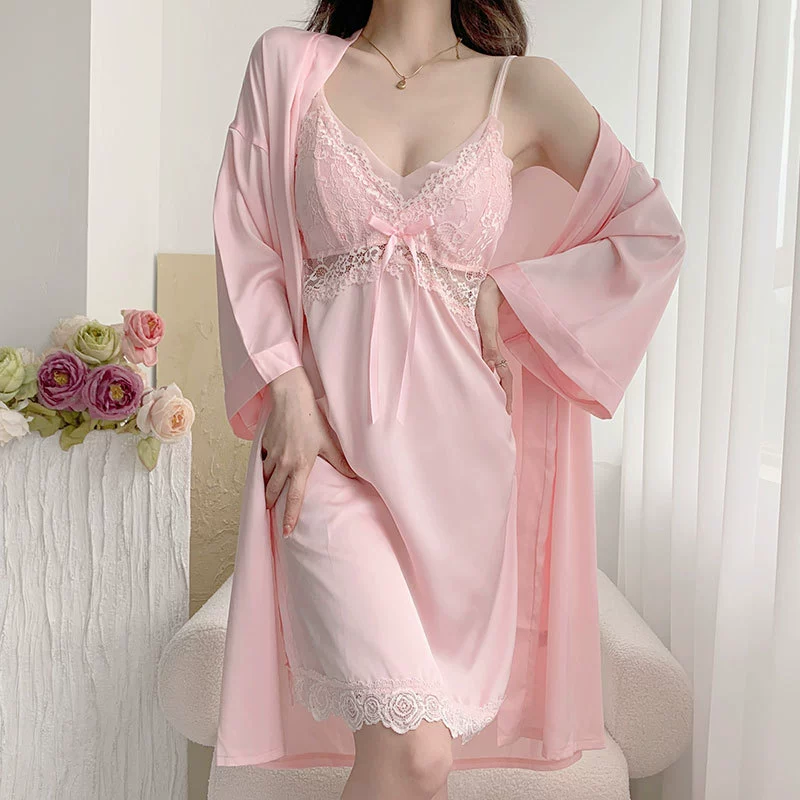 Осенняя шелковая пижама, sexy тонкий комплект, топ с чашечками, юбка, коллекция 2023 года, утягивающий эффект