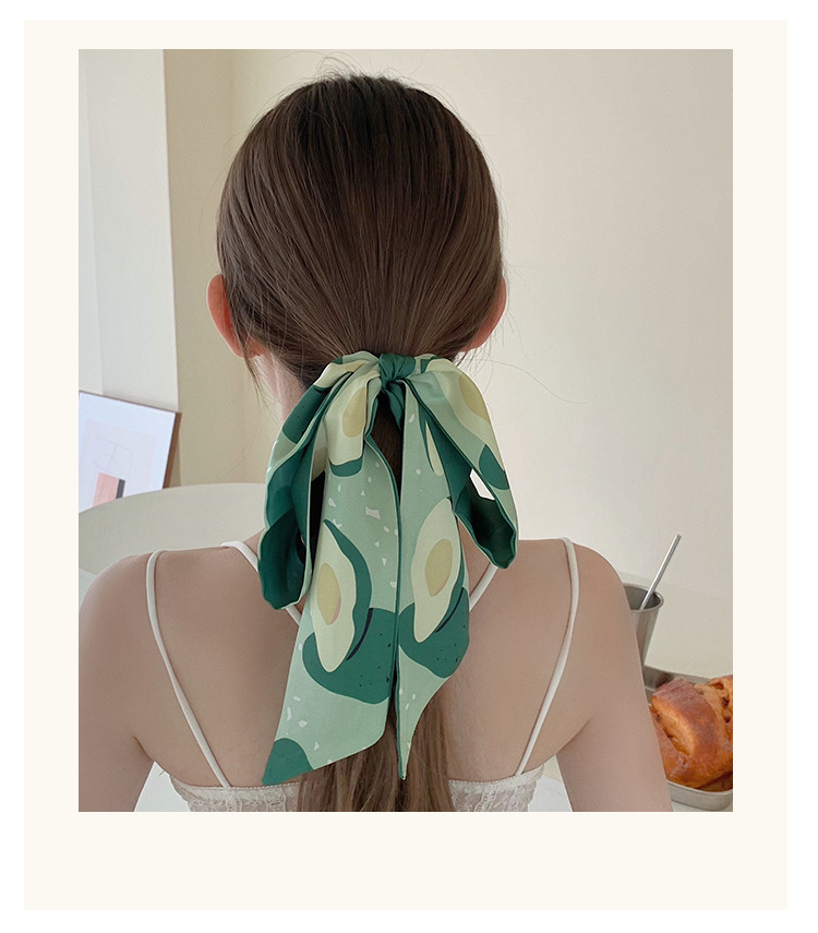 Korean Fruit Printing Silk Scarf Hair Long Ribbon display picture 3