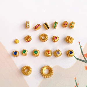 S925 Silver Gold Plated with Diamond Spacer Love Lion Dance Bead Bracelet Accessories Diy Accessories Semi-finished Products