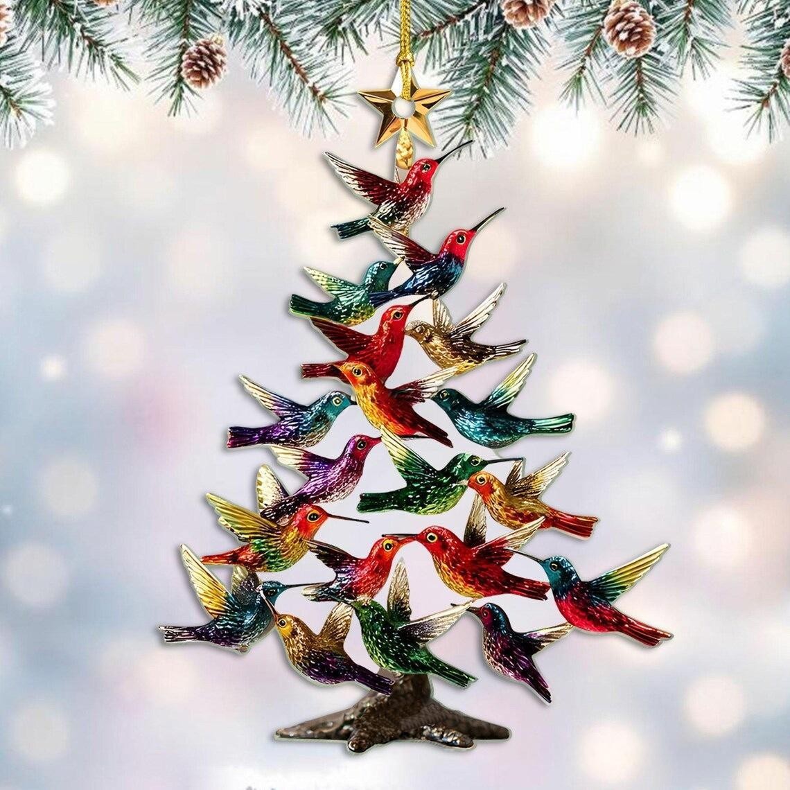 Nuevos productos transfronterizos de acrílico plano de simulación de pájaros colgante de decoración de Navidad árbol de Navidad colgante de decoración para el hogar image 27