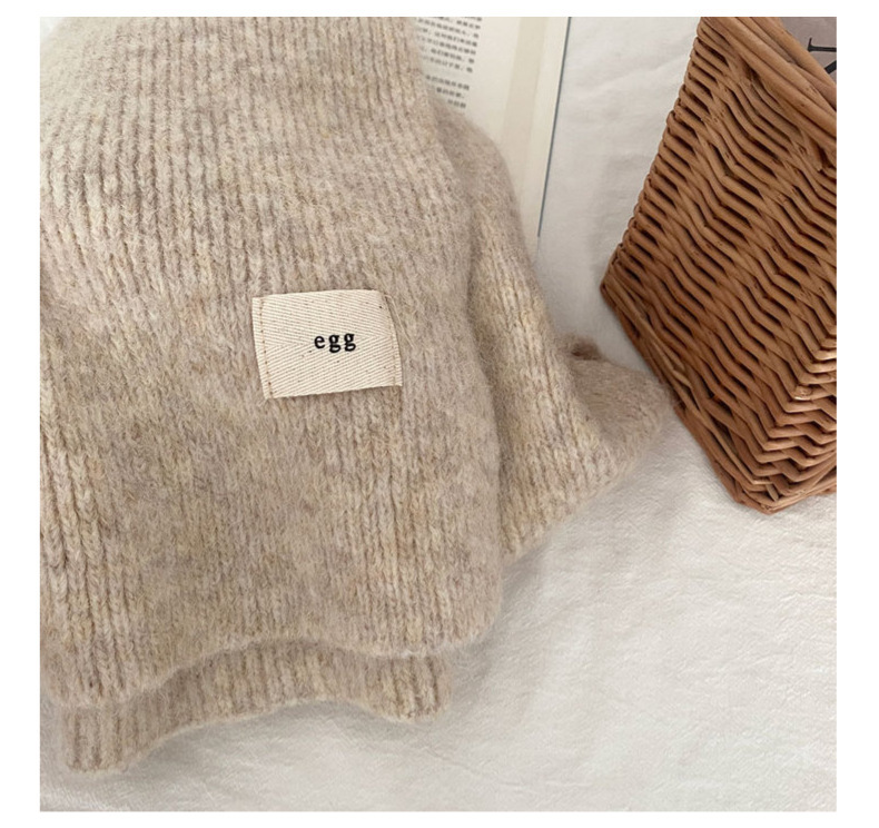 Contenant de la laine ~ Nouvelle écharpe en cachemire imitant un œuf gluant doux de couleur unie pour la chaleur hivernale en tricot de tempérament coréen_voghion.com