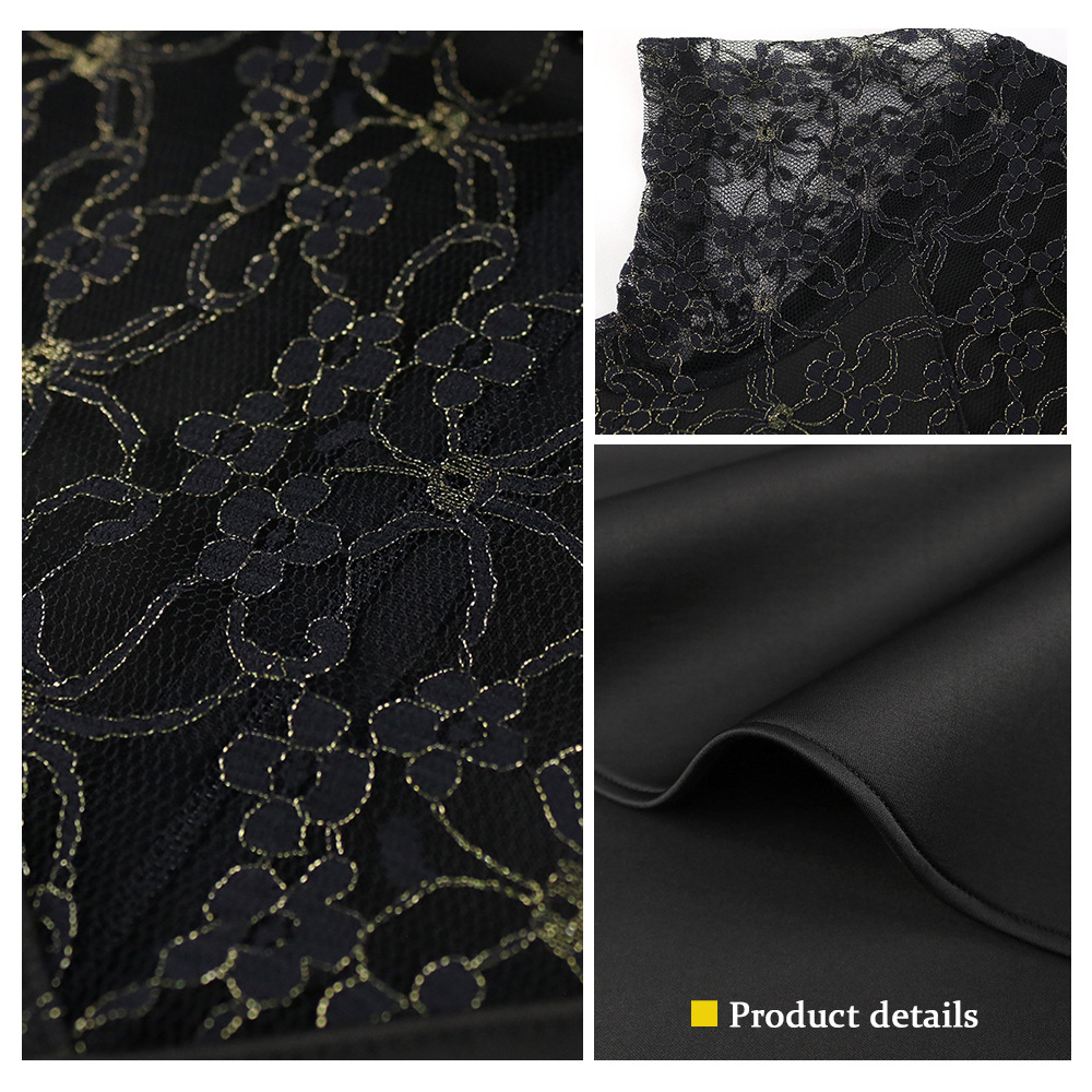 Vêtements pour femmes Col montant Manches courtes Sexy Transparent Taille haute Jupe à volants Robe de soirée Robe grande taille pour femmes_voghion.com