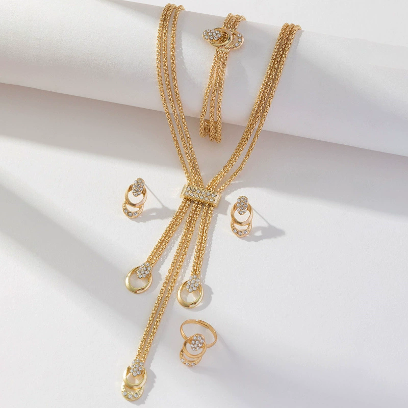 Европа и США горячие продажи трансграничные золотые ожерелья серьги браслет кольцо 4 шт.