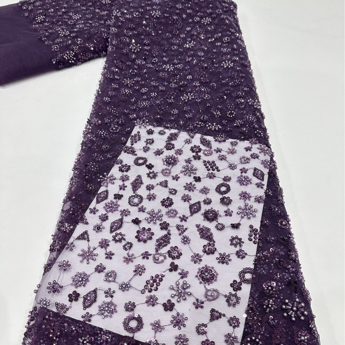 Tejido bordado tridimensional sequinilla tubo de perlas bordado vestido de boda de moda vestido de moda tela de sequinilla