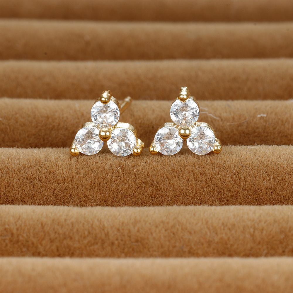 1 Pair Shiny Round Plating Inlay Copper Zircon Ear Studs display picture 11