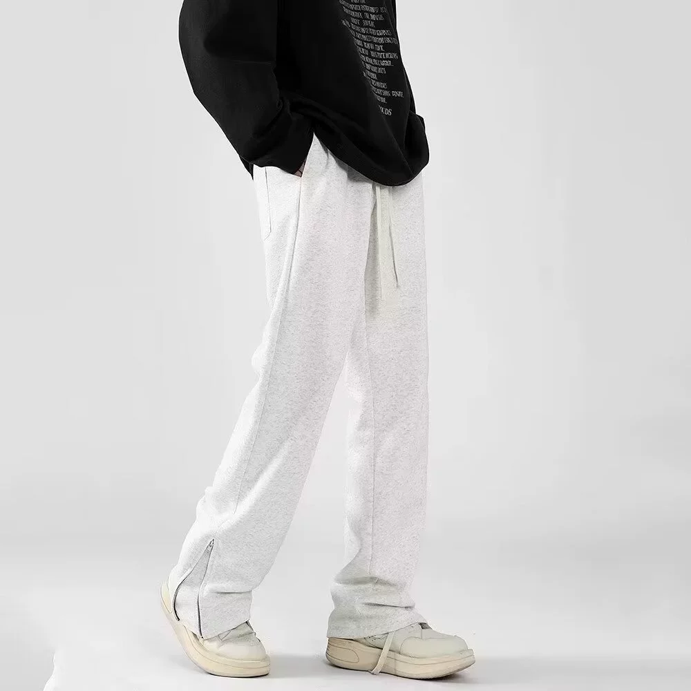 Summer design solid sports casual trousers, American style, trend of season, loose straight fit