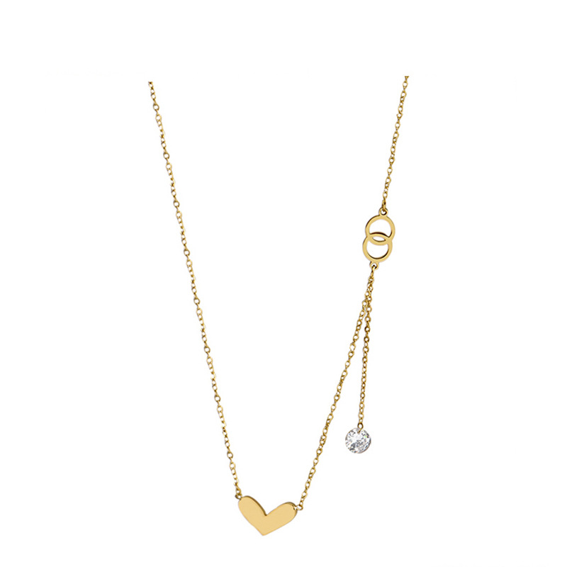 fashion simple titanium steel necklace heart-shaped pendant necklace