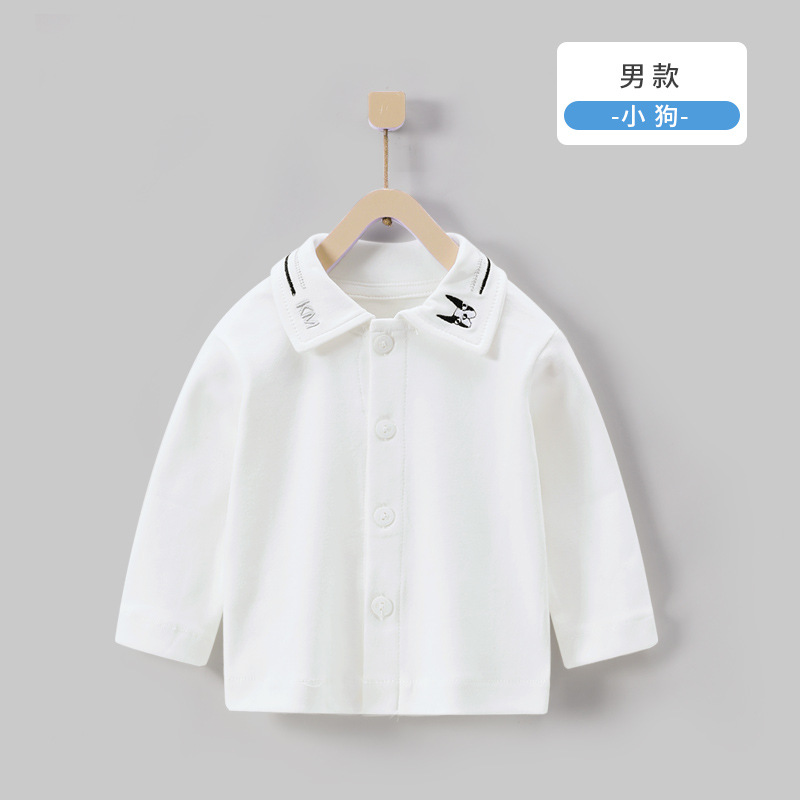 Camisetas de manga larga blancas para niños de otoño, camisetas de manga larga para niñas, camisas con cuello estilo coreano para bebés, cárdigans de algodón, ropa infantil estilo coreano