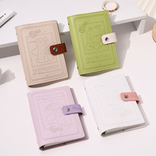 A6活页手账记事本活页夹皮扣卡位款旅行真皮笔记本手账本ins