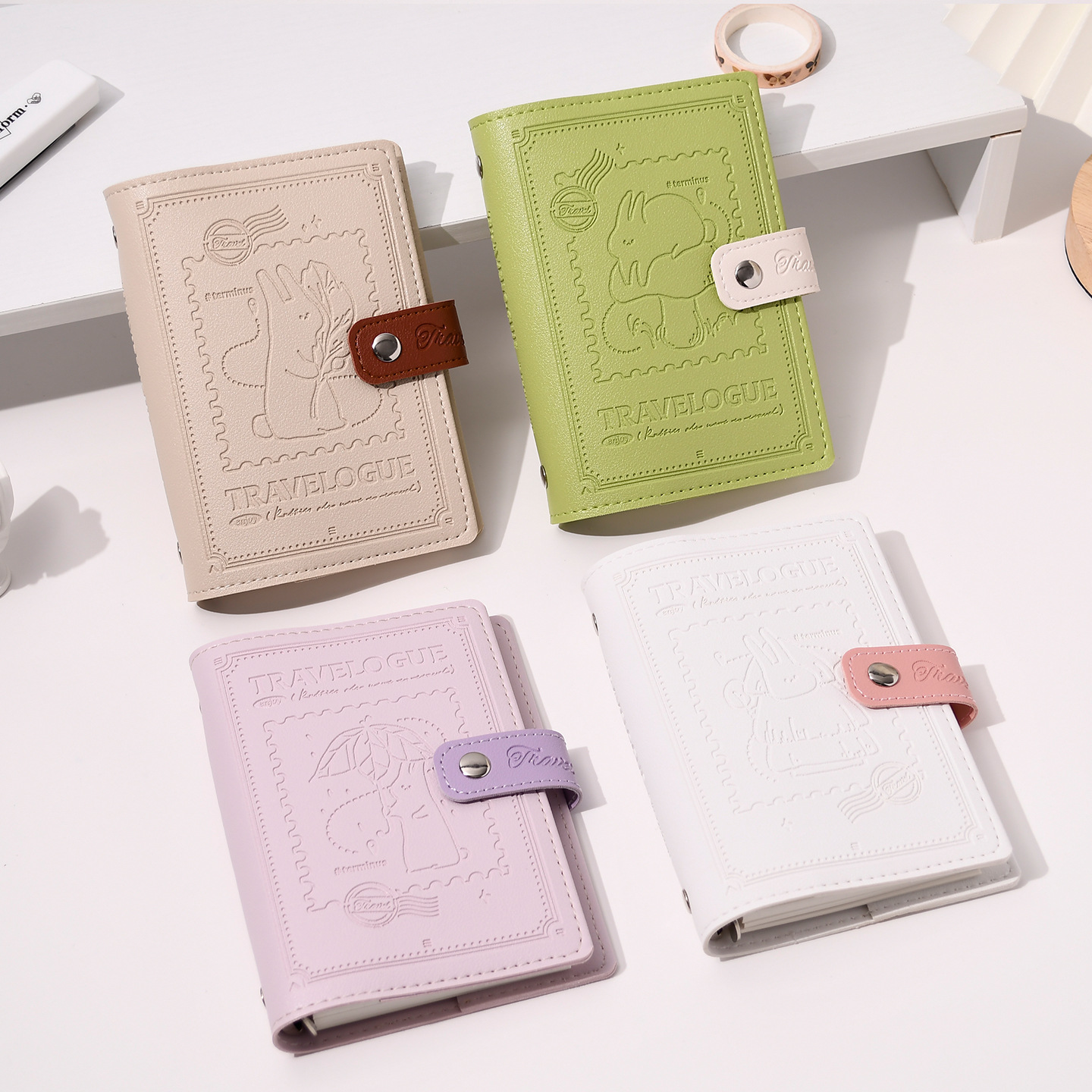 A6活页手账记事本活页夹皮扣卡位款旅行真皮笔记本手账本ins