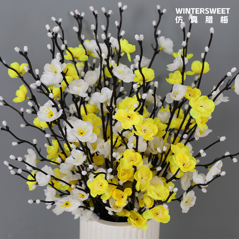 Rama de Ciruelo Artificial de Seda Decorativo para Decoración de Año Nuevo y Hogar
