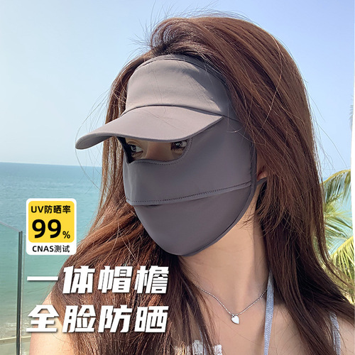 Summer sun protection mask for women, summer anti-UV outdoor cycling and beach outing sunshade ice silk mask