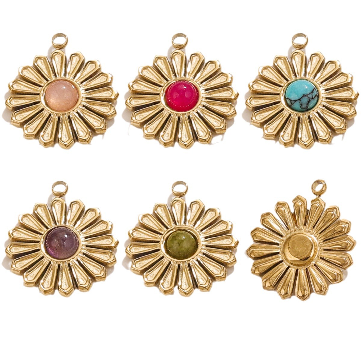 Europa y América retro acero inoxidable plato de piedra natural turquesa collar DIY collar colgante al por mayor colgante transfronterizo