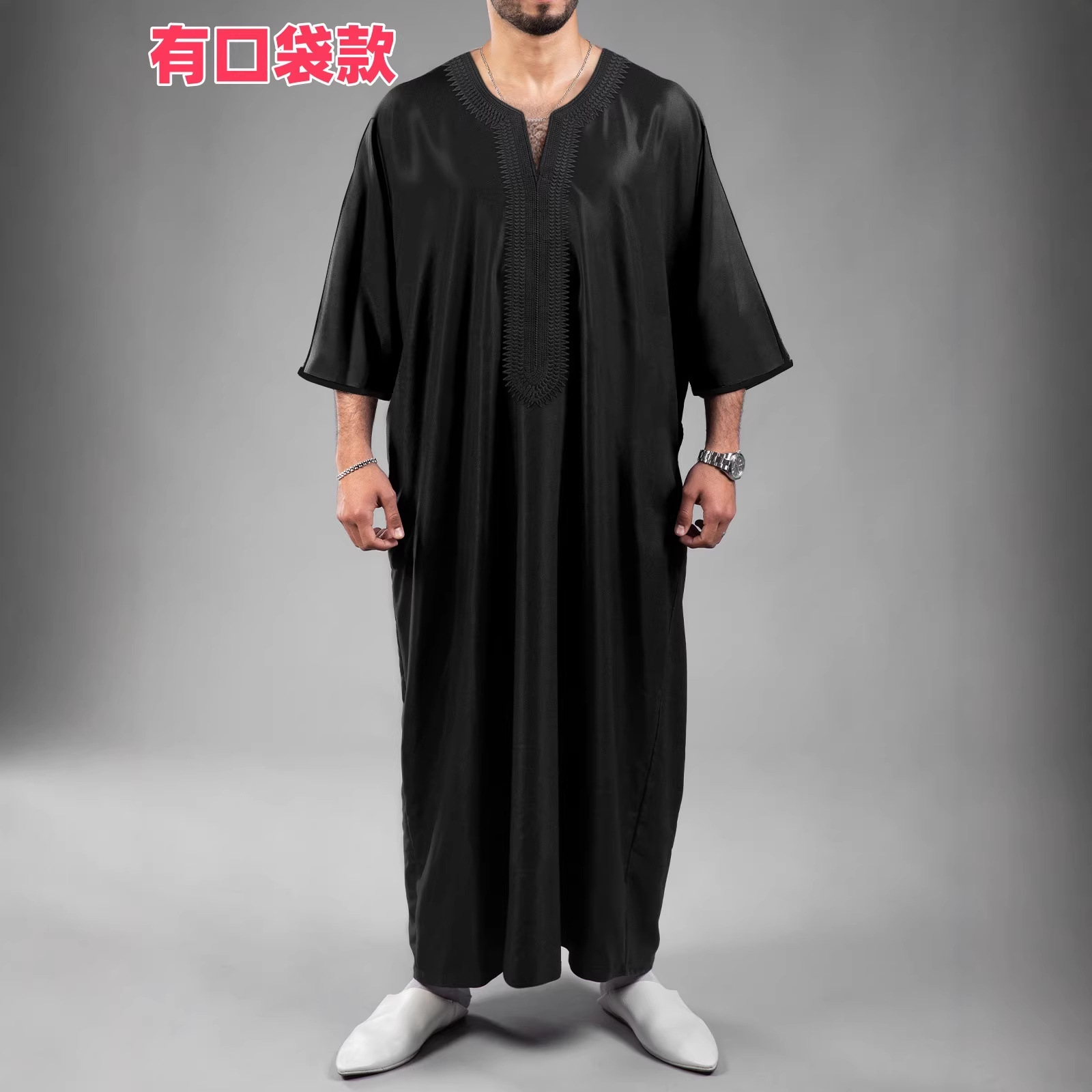 2026 New Model Cross-Border Foreign Trade Men's Clothing with Embroidered Sleeves and Side Pockets