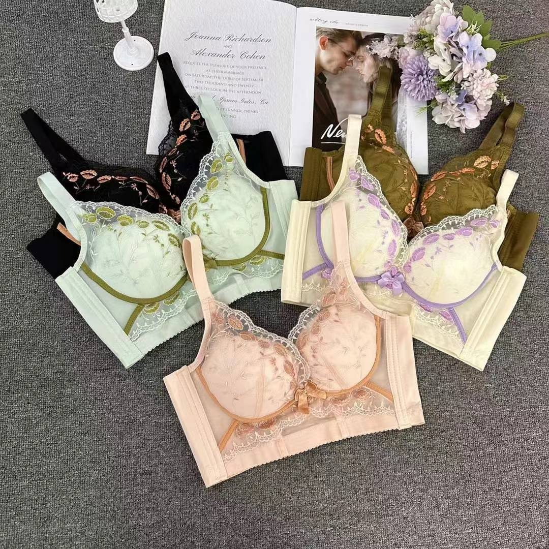 Nuevo sujetador de alta calidad de moda de encaje jacquard transpirable ajustable confortable tipo de botón múltiple tipo de ropa interior de mujer